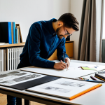 **

"A skilled graphic designer working on a brand identity project, sketching ideas in a bright studio in Milan, surrounded by mood boards and design books, fully clothed, appropriate attire, safe for work, perfect anatomy, natural proportions, professional, high quality."

**