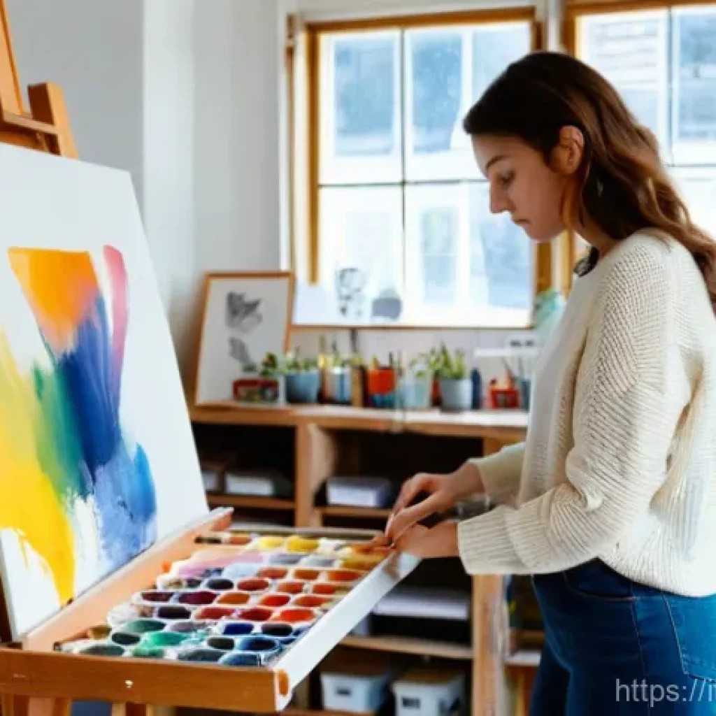 시각디자인과 소셜 미디어 디자인 - **Prompt 1: The Invisible Power of Color and Composition** "A female artist in her late 20s, wit...