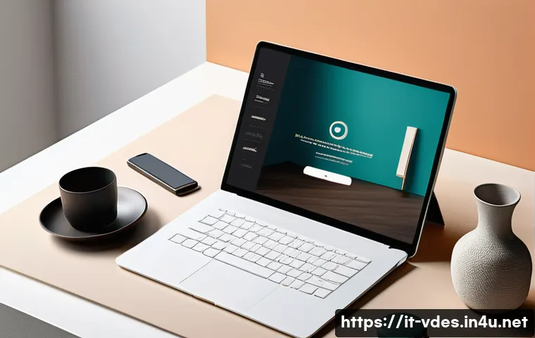 시각디자인 포트폴리오 트렌드 - A sleek, modern digital portfolio interface showcasing a minimalist design style with clean lines an...