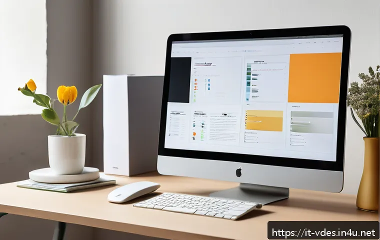 시각디자인 경력 초기에 주의할 점 - A modern graphic designer’s workspace in a bright, minimalist Italian studio, featuring a sleek lapt...