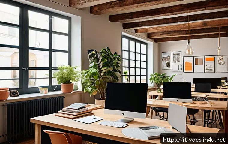시각디자인 분야 추천 도서 - A modern graphic design studio interior filled with natural light, featuring a diverse group of crea...